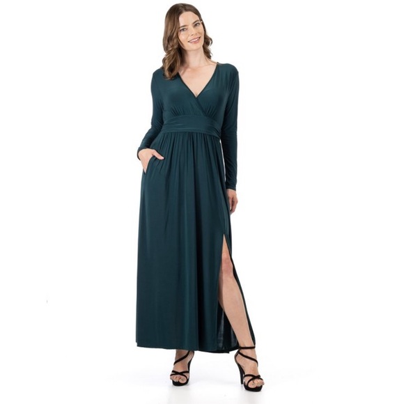 Elegant Hunter green Maxi Dress - Picture 2 of 4